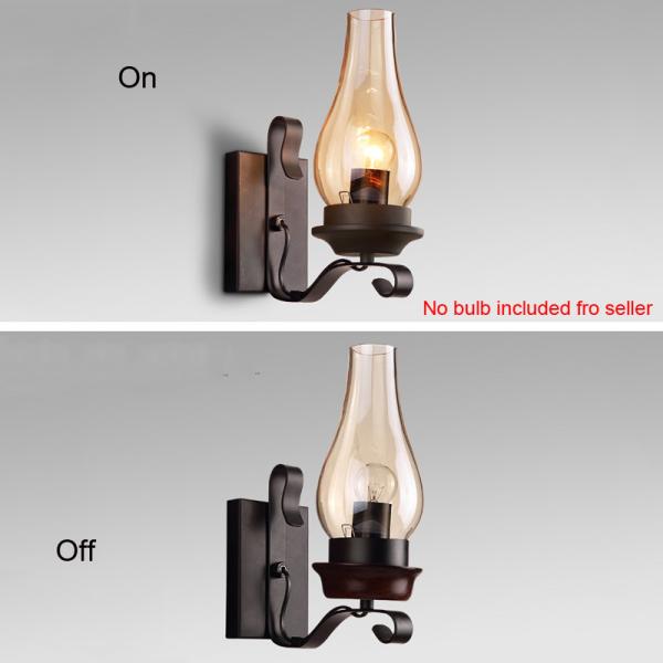 Retro industrial light iron wall lamp creative restaurant corridor bedroom bedside glass wall light (WH-VR-40)