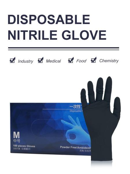 Black Nitrile Disposable Gloves Chemical Resistance S M L XL XXL Size