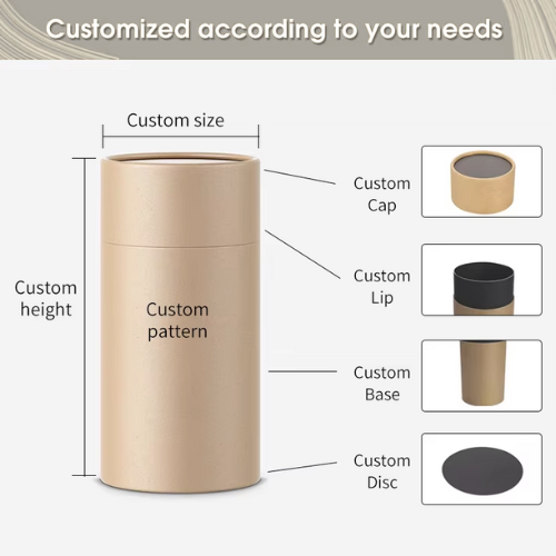 Customizable biodegradable eco-friendly easy-tear capsule paper tube food grade coffee, tea, nut cardboard packaging container