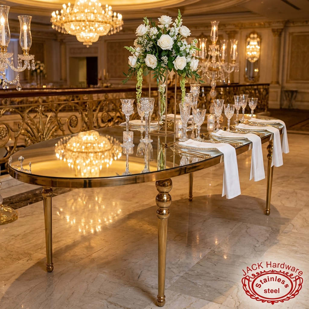 WENDING Gold Multi-Leg Oval Mirror-Top Dining Table – Hotel Presidential Banquet Table