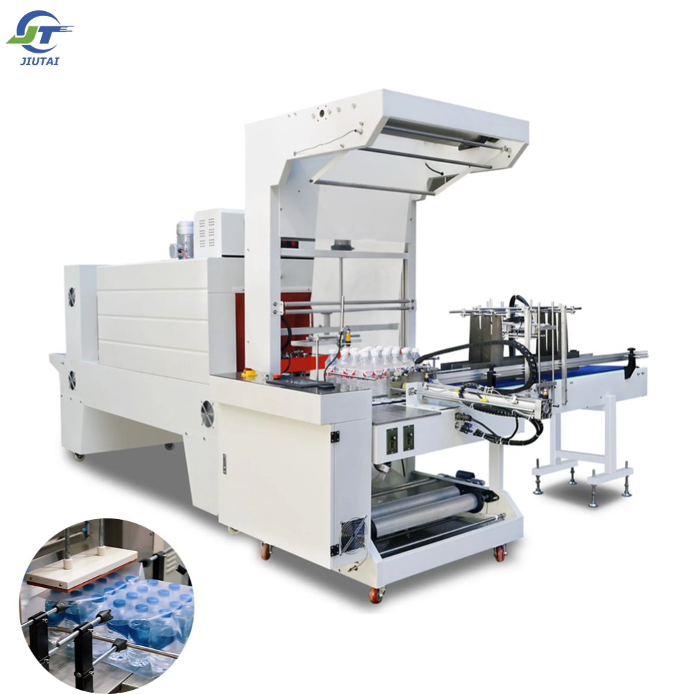 Full Automatic PVC Shrink Machine for Food Bottles Jars 12packs with Plastic Wrap Tool Thermo Heat System Packaging