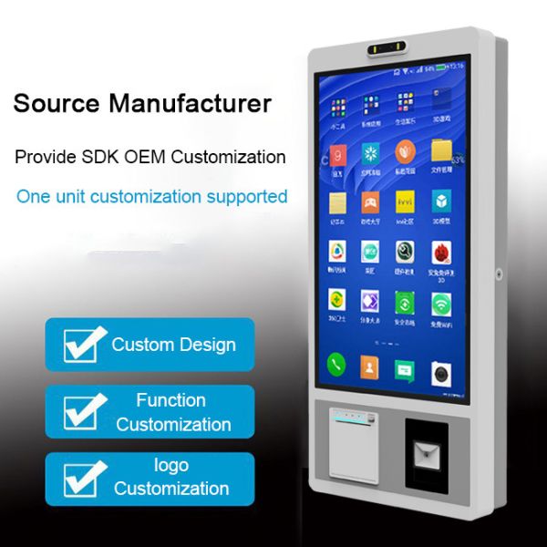 27 inch Android Systems QR Scanner Self Checkout Interactive Kiosk Supermarket Touch Screen Self-service Ordering Machine