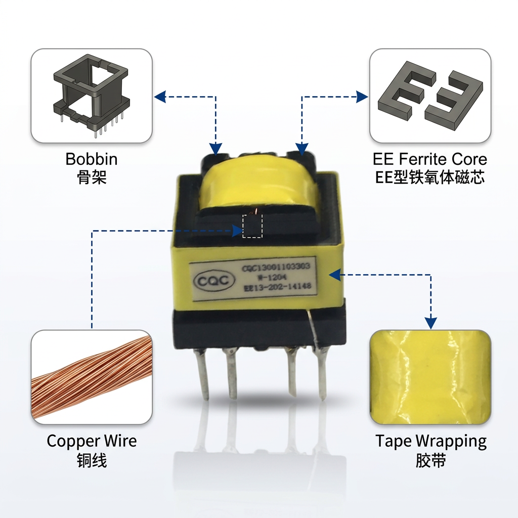 High Frequency Low Loss EE13 Horizontal SMPS Transformer For Power Supply PCB Board