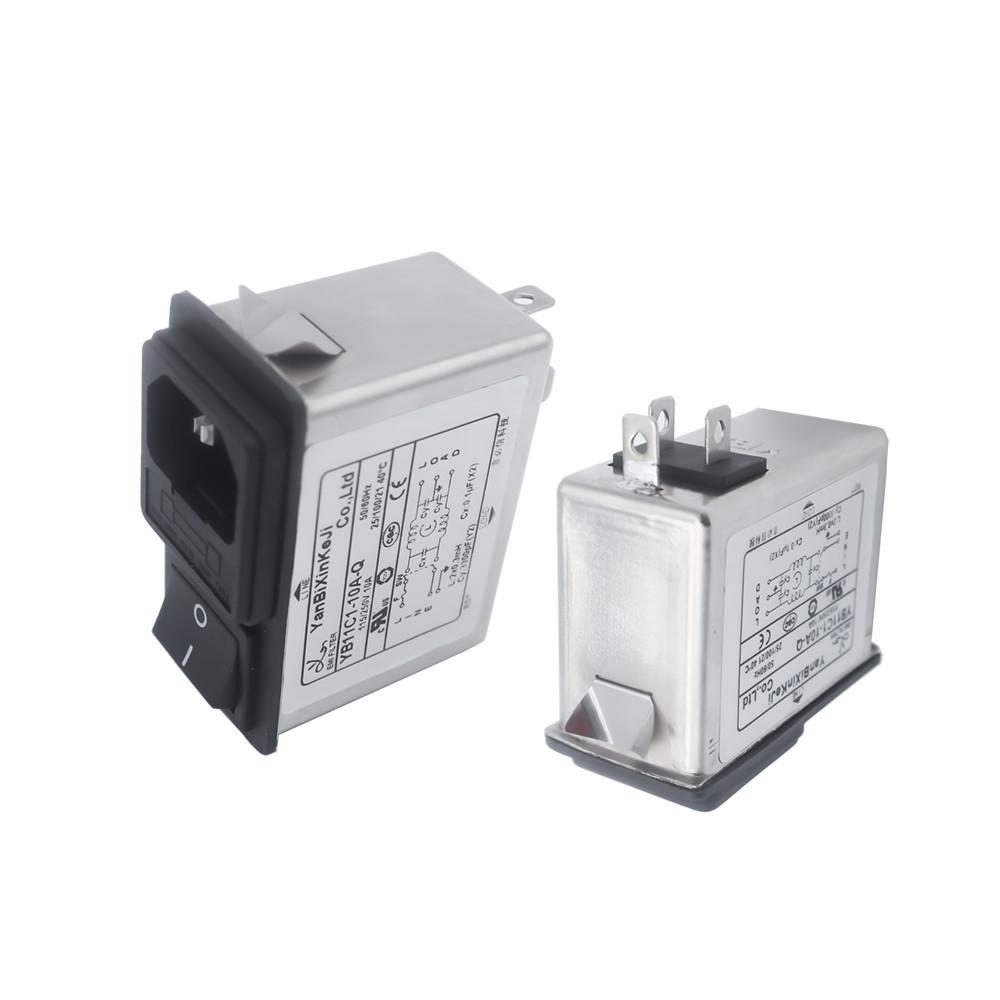 Мужчина фильтра входа AC C14 IEC 320 затыкает в шумовом фильтре EMI с взрывателем переключателя