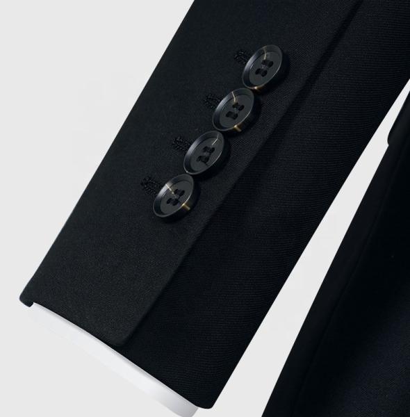Adults Standard Size Black Wool Business Two-piece Suit for Men's Wedding Groomsman