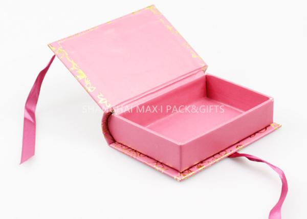 Book Style Branded Gift Boxes Pink Color Customize paper Unique Socks Packaging