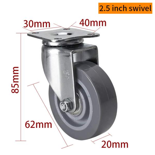 PP Core Mini Caster Wheels Rigid 2.5 Inch Swivel Casters 2625P-76