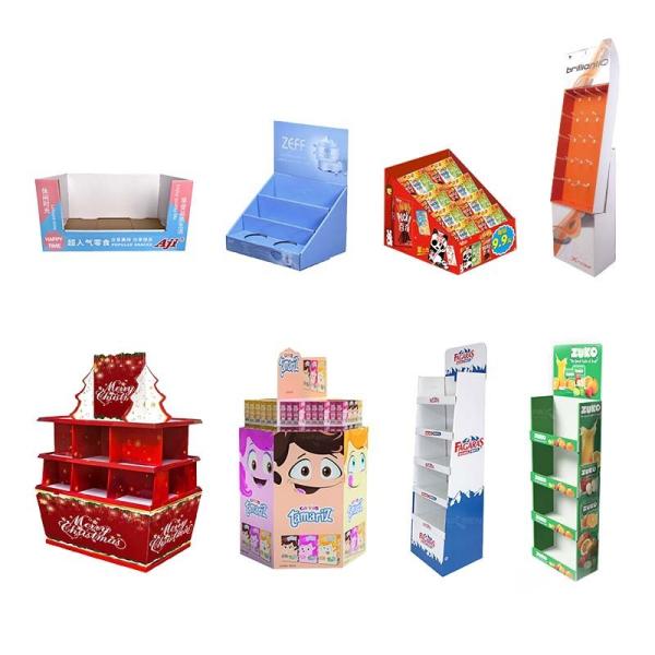 Estanterías de papel personalizadas para exhibición en el suelo, cajas apilables, estanterías de papel para bebidas de pie en el suelo