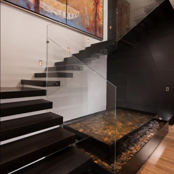 Straight Shape Floating Floating Steps Staircase With Solid Oak Wood Steps
