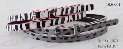 Skinny Silk Printing Kids Fashion Belts Zebra / Leopard Printing Patterns Available