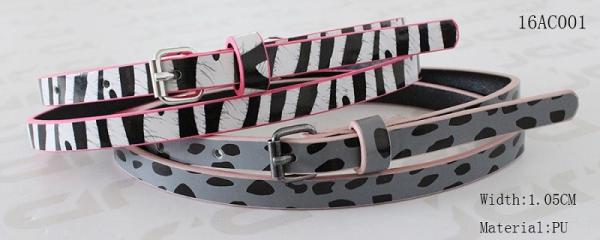 Skinny Silk Printing Kids Fashion Belts Zebra / Leopard Printing Patterns Available