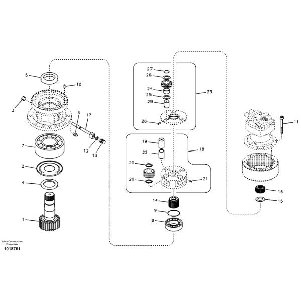 VOE14515066 14515066 Sun Gear Excavator Swing Gearbox Parts For EC160B EC180B
