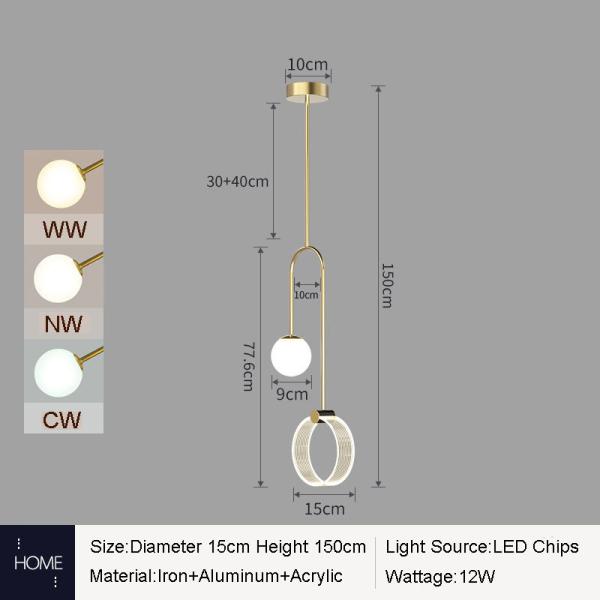 Modern Iron Minimalist Style High Glass Bamboo LED Pendant Lights for Control Mode