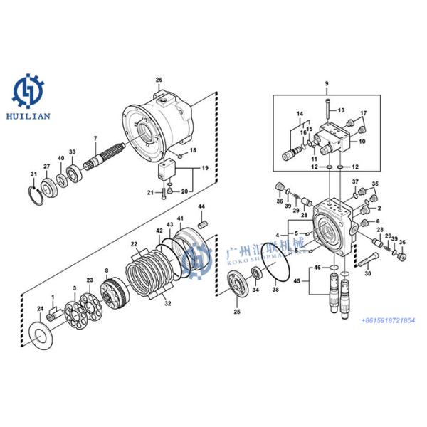 Assy мотора качания запасных частей экскаватора JMF29 JMF64 M2X63 M2X150 гидравлический