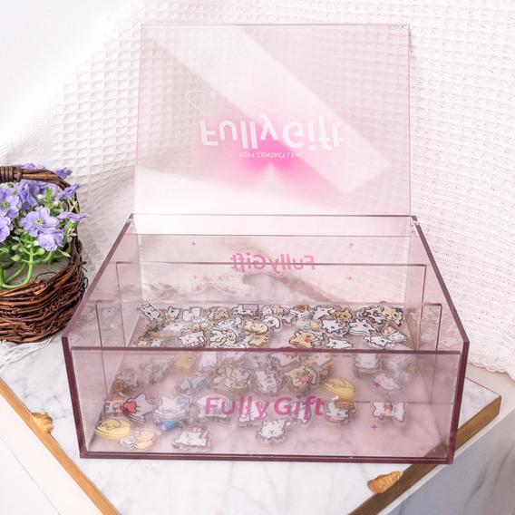 Modern Pink Acrylic Flip Case Rectangle Cell Storage Case for Contact Lens Injection Technics Multifunctional Design