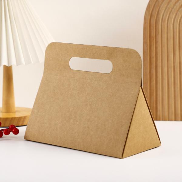 Custom Triangular Kraft Paper Gift Box with Hand-Held Design
