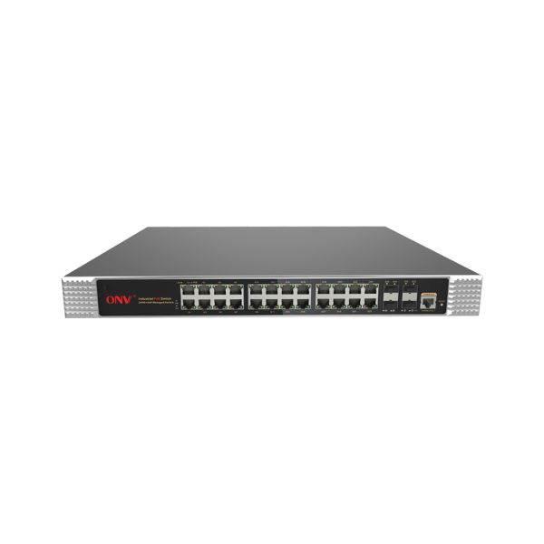 28 Port Gigabit Managed Industrial PoE Switch Desktop Install Wide Temperature Design