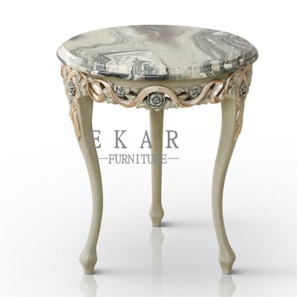 Home Furniture Antique Marble Top Teapoy Corner End Tables