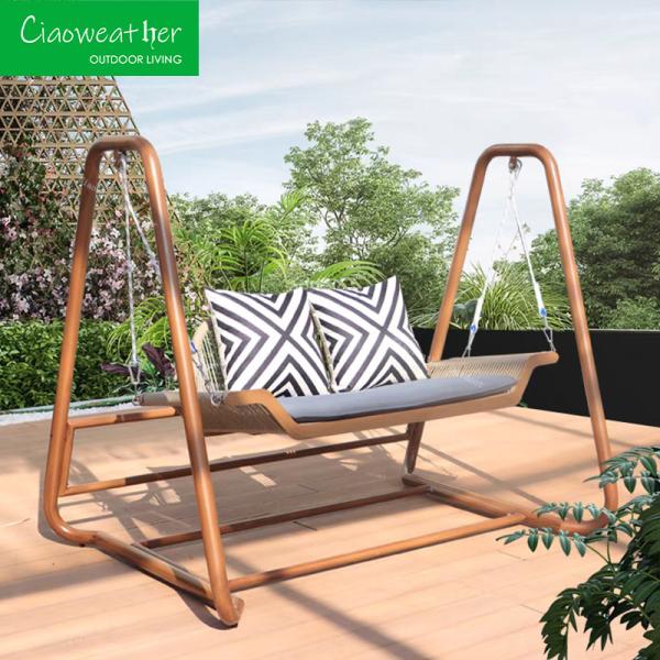Outdoor Patio Swing Chair Leisure Hotel Double Patented Garden Waterproof Rattan Size 7*1.4mm for Home Office