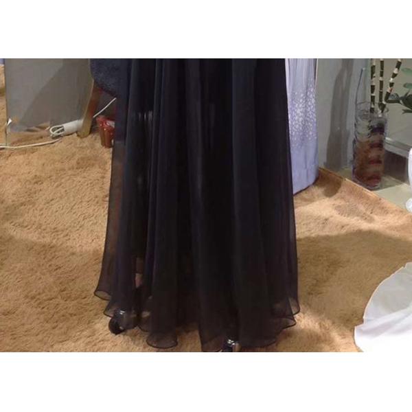 Sleeveless Black A Line Ball Gown Top Lace Yellow Beading See Through Back