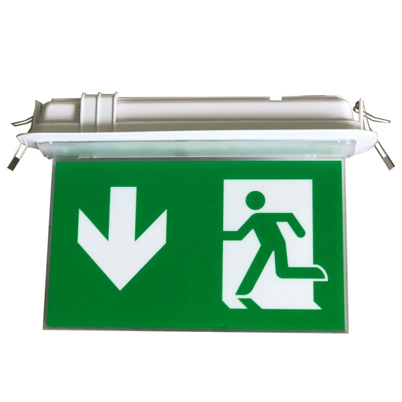 Energy Saving LED Rechargeable Emergency Exit Sign Ceiling Recessed L116N-E