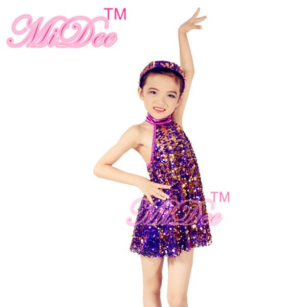 Adult Jazz Dance Wear Full Sequin Halter Neck Dress With Matching Hat