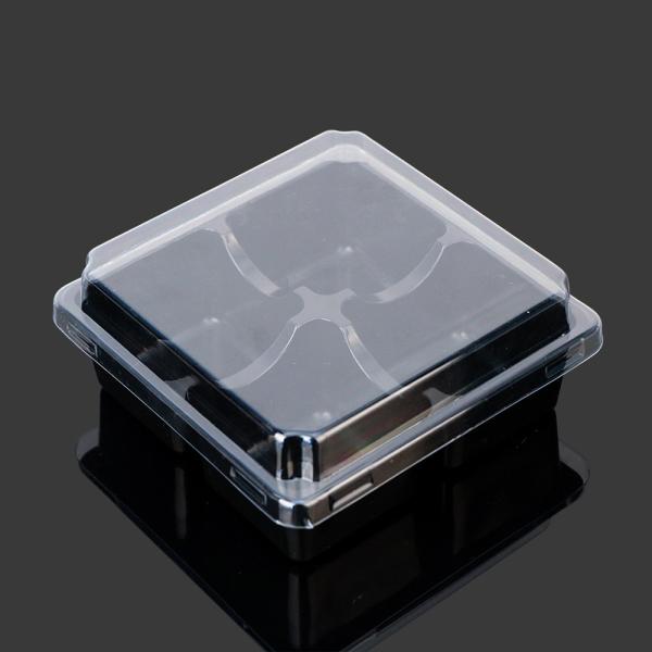 Bandeja plástica reciclável preta do bolo do quadrado 12*12*5cm