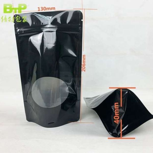 Food Grade Resealable Ziplock Stand up Pouch Waterproof Bag with Window for Dry Food Tea