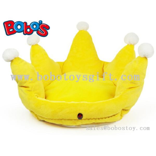 Yellow Color Plush King Crown Style Pet Bed Puppy Dog Sofa