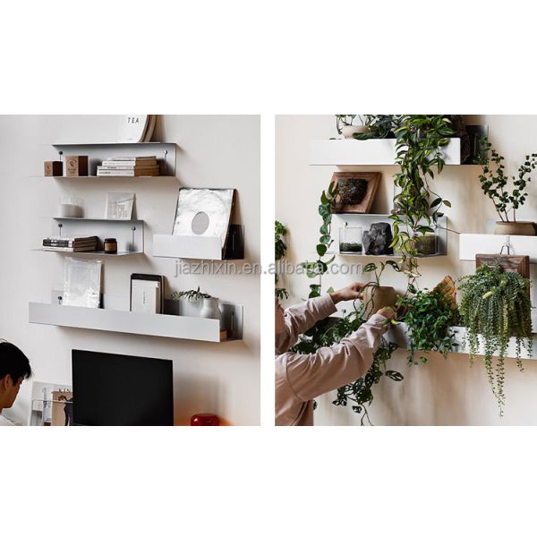 home Stainless steel Wall Mount Single partition Rack Living Room U shaped Magazine Storage Display Holder Green plant Organizer