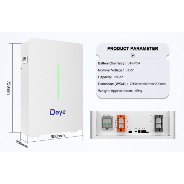 High Efficiency Deye ESS 51.2V 208Ah Solar Battery LV Solar Battery Pack Home Solar System Energy Storage Battery