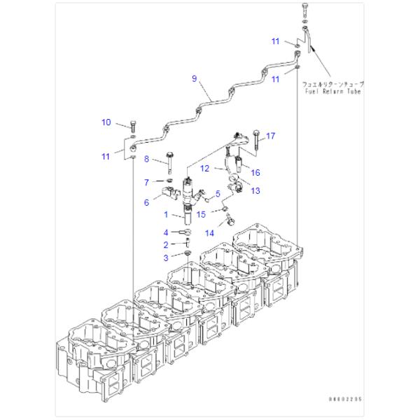 Komatsu Excavator PC400-7 Engine Fuel Injector 6156-11-3300 6156113300