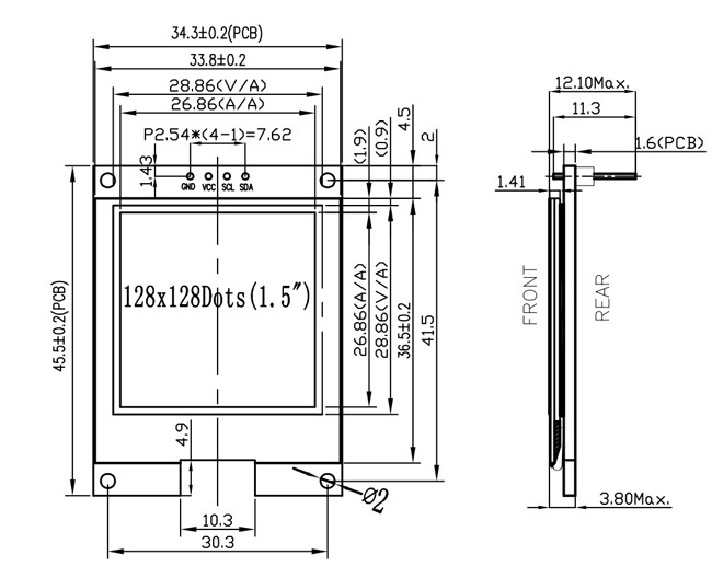 1.5 дюймовый модуль панели отображения OLED 128x128 пикселей 4 штифта интерфейс I2C с контроллером LED-дисплея