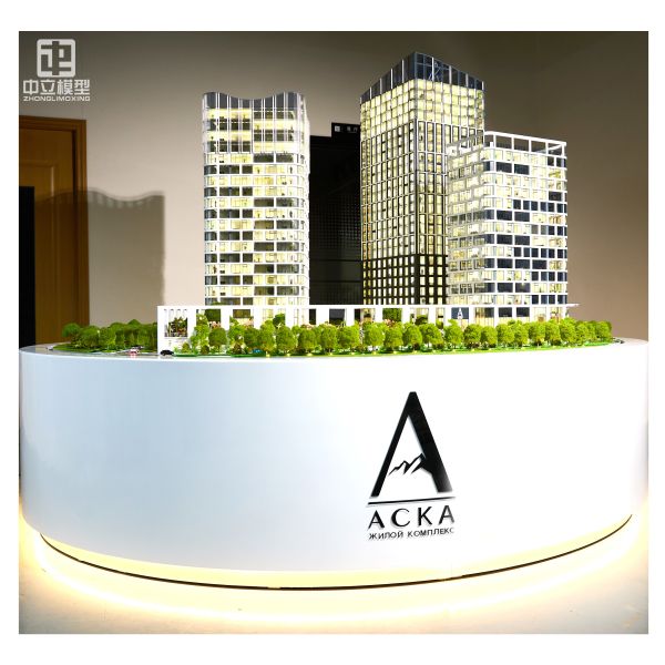 High-Rise Architectural Scale Model Realistic Lighting Facade Details for Office Complex Design Display Property Promotion
