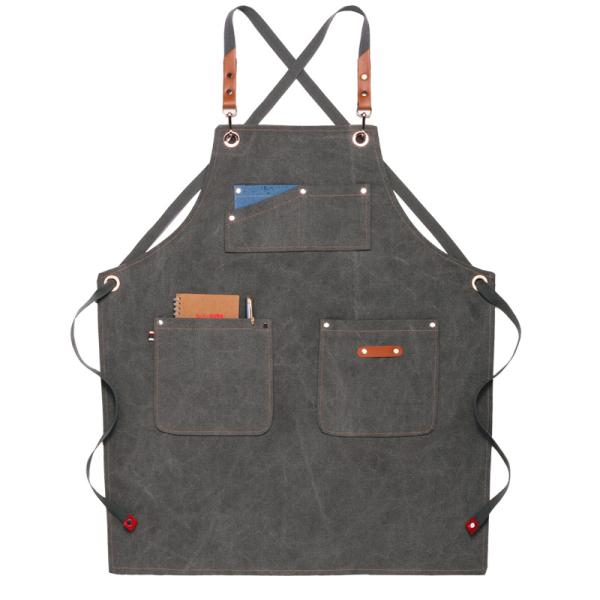 Kitchen Cotton Canvas Aprons With Pocket for Custom Logo Printed Home Restaurant Bar