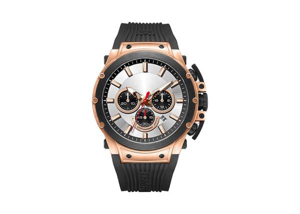 PVD Plating Sports Durable Waterproof Watches Quartz Movt With Silicone Strap
