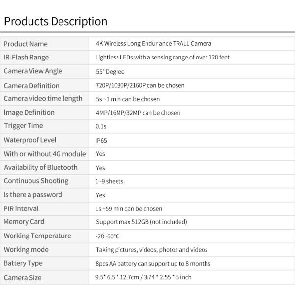 Камера для охоты на диких животных на открытом воздухе до 512 ГБ Хранение 32 Мп 4К при 30 кадрах в секунду KW866 0.25s Скорость отклика Камера для охоты на оленей
