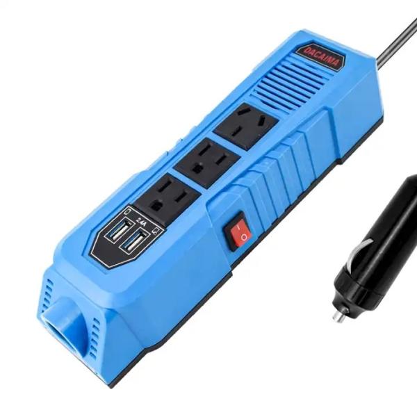 Smart Car Inverter 200W Car Quick Charger With 3 In 1 Retractable Cables Car Charger Cell Phone Charger With Led Display