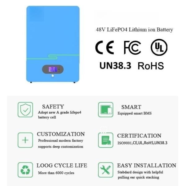 5Kwh 10Kwh LiFePO4 Powerwall Solar Battery 48V Lithium Ion Energy Storage System