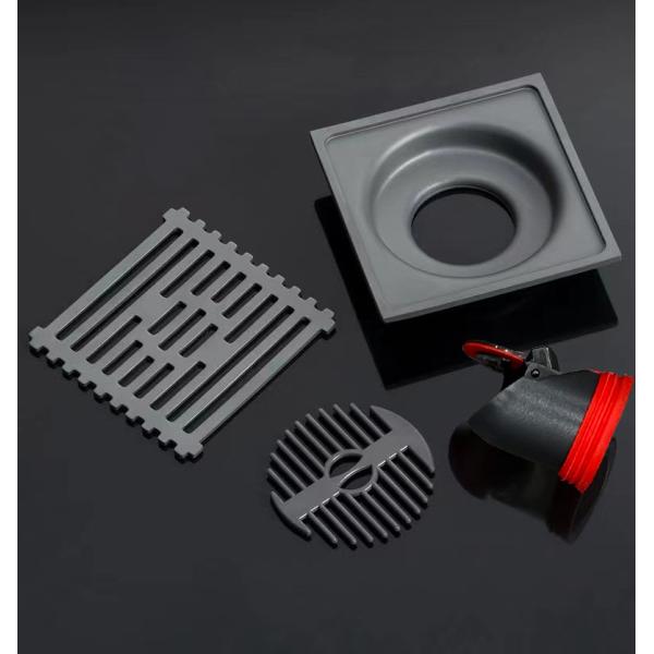 Matte Black Shower Floor Drain 4 Inch With Stainless Steel Material