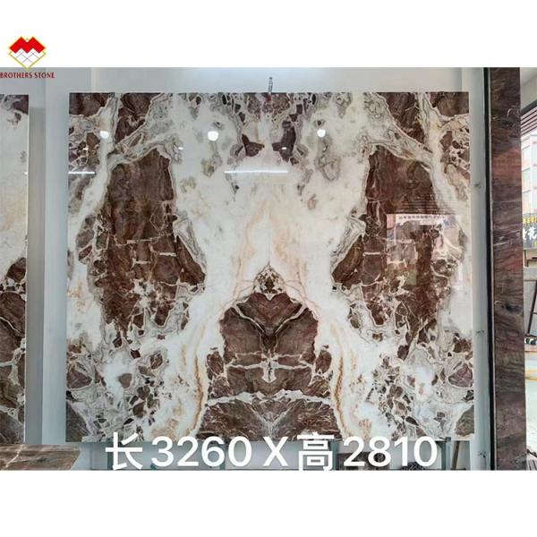 Translucent Blood-Orange Red Onyx Stone with White Veins CNF Red Wood Veins Marble Wall Panel