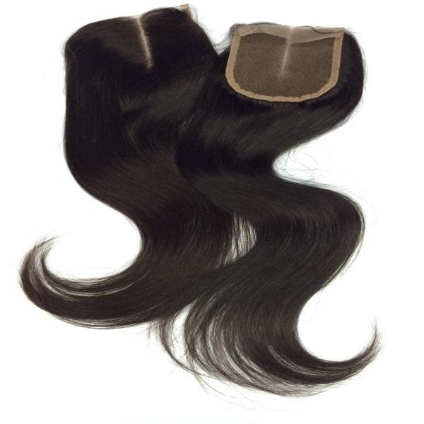 Factory Free Shipping Hot  Sell Unprocessed Natural Color 1B#  Knot Bleached Three Part 4*4inch Lace Closure Silky