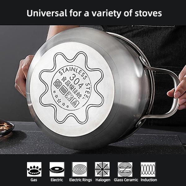 Factory Kitchen 304 Stainless Steel Steamer Pot Soup Pot Milk Pot Cooking Ware With Lid