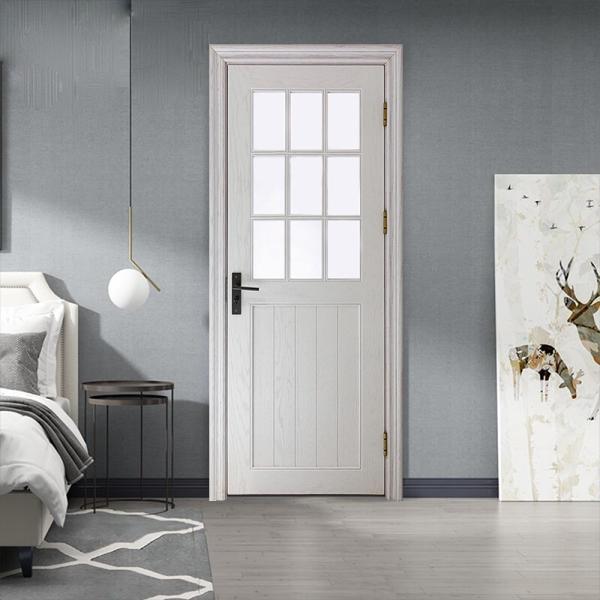 Sliding Doors Custom Cheap Reasonable Price Wpc Door with Glass Hollow Door Panel Waterproof for Bathroom with Smart Lock