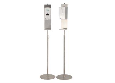 Touch Free Sanitizer Dispenser Stand , Stainless Steel Hand Disinfection Dispenser Floor Stand