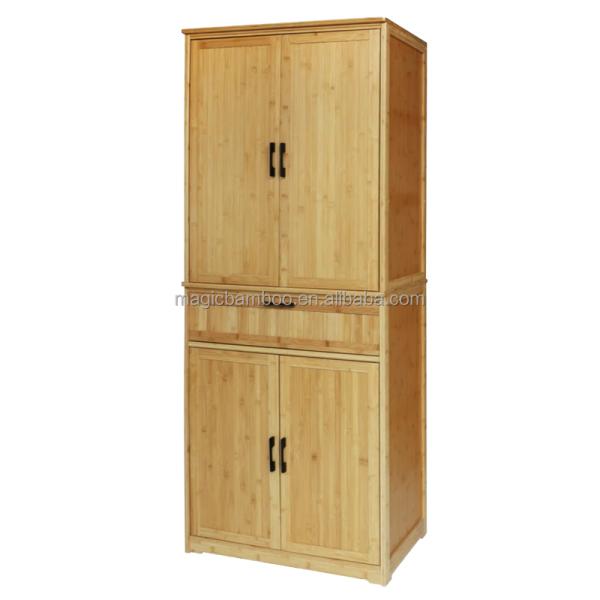 CE Certified Sustainable Bamboo Kitchen Cabinets Pantry With Drawer