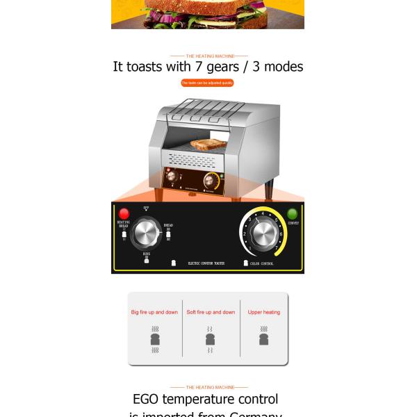 300-350 шт/час Торговый электрический конвейерный тостер для производства хлеба