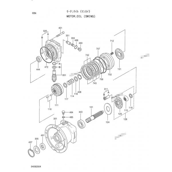 EX200-2 M2X96 0409203 Swing Motor Drive Shaft
