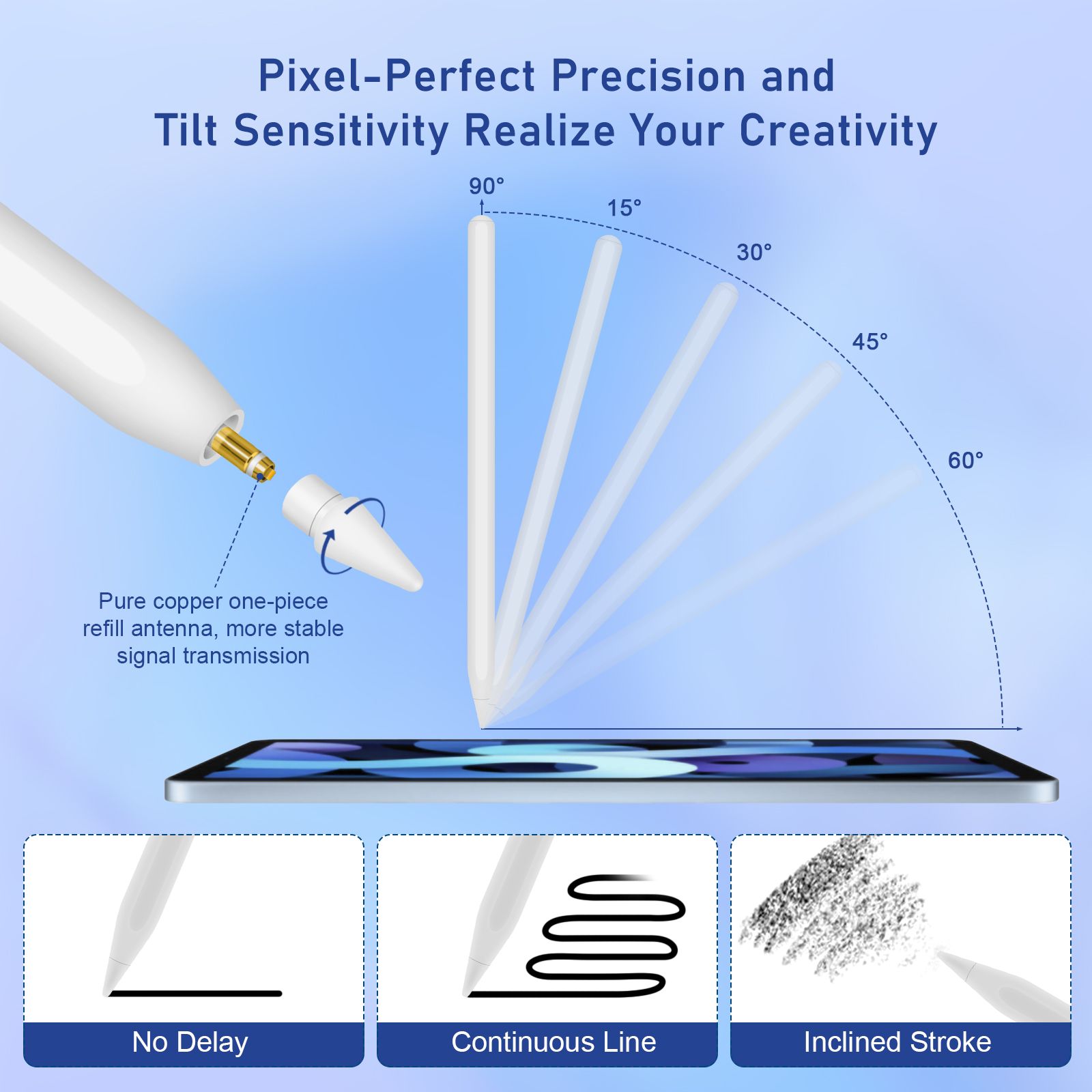 Pencil Original Feel High Sensitivity Touch Screen Pen  Magnetic Charging Capacitive Stylus Pen for iPad Pencil