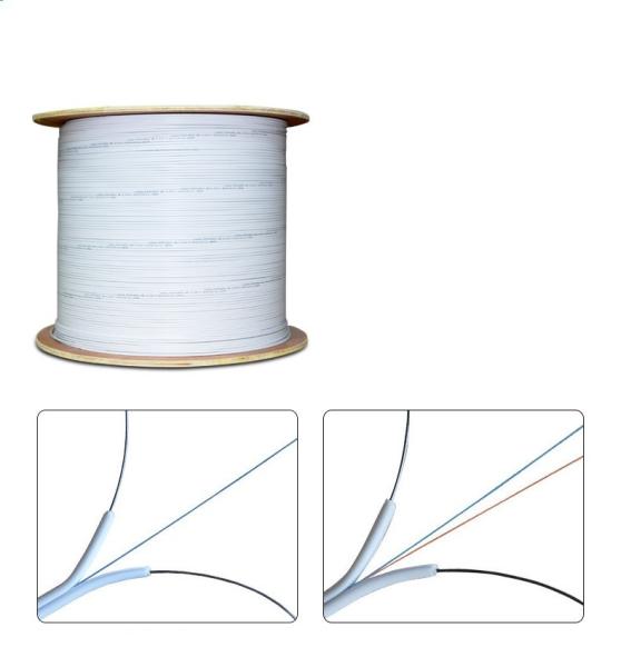 Outdoor White Fiber Cable Assembly With Strength Members And Messenger